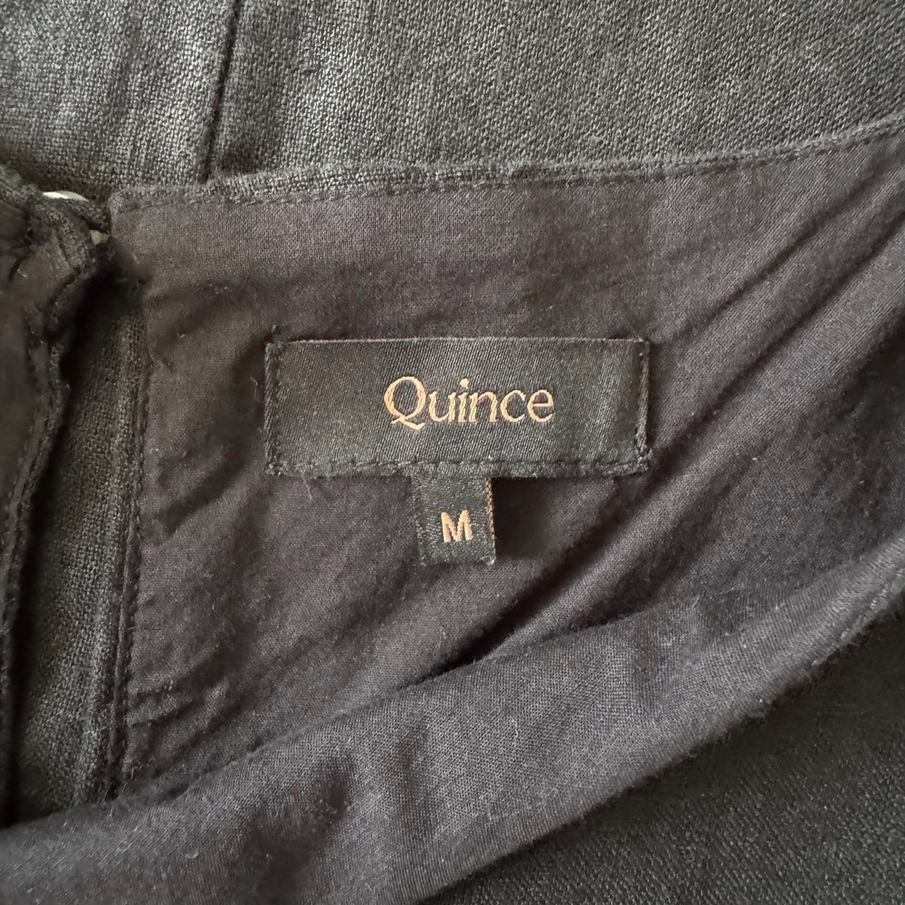 Quince Womens 100% European Linen Tank Mini Dress Black Medium Spring Summer - Picture 3 of 12